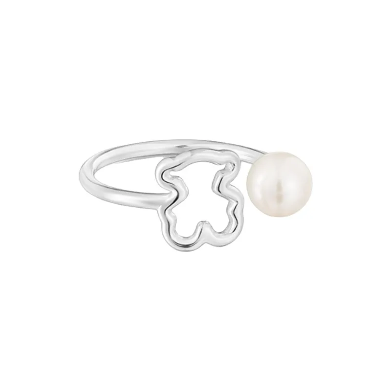 TAOSIXIONG 925 Sterling Silver, Freshwater Pearl Rings Women's Silver-0
