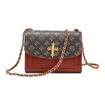 Ed Hardy Classic Series Cow Leather/Synthetic Leather Crossbody Bag, Shoulder Bag Regular Women's Black/Brown