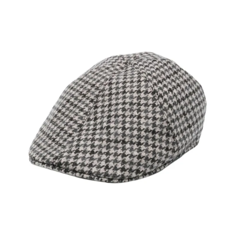 Tagliatore Houndstooth Baker Boy Hat-0