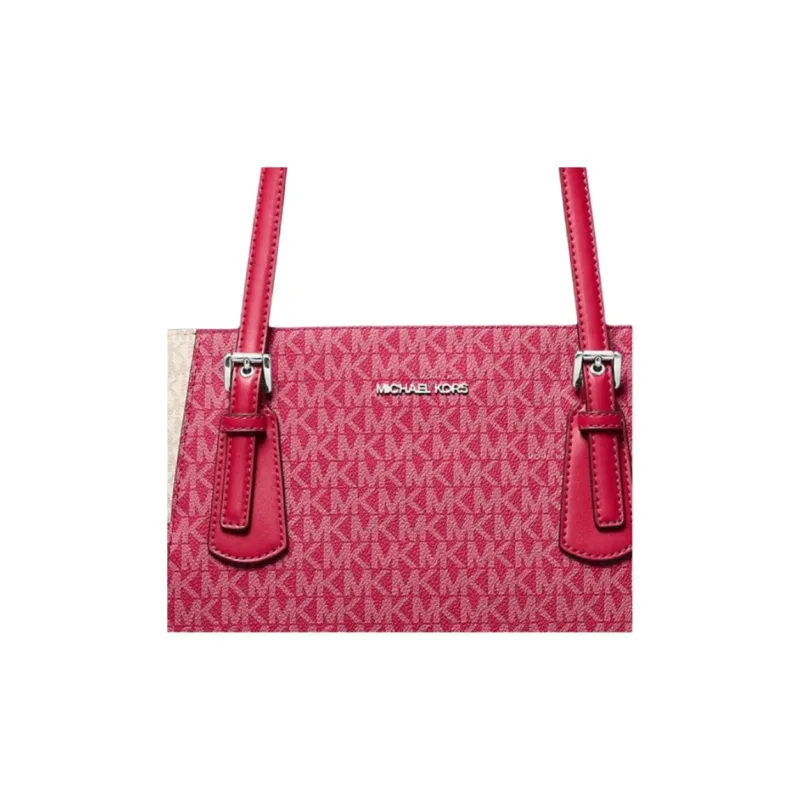 MICHAEL KORS Voyager Coated Canvas Tote Bag, Shopping Bag, Shoulder Bag Tubas Women's Rose Red & Ecru-2