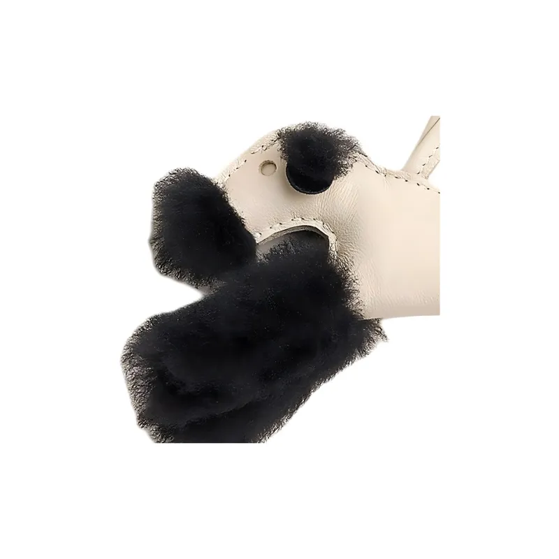 HERMES Sheepskin Bag Charm Bag Accessory Women's Black & Chalk White-1