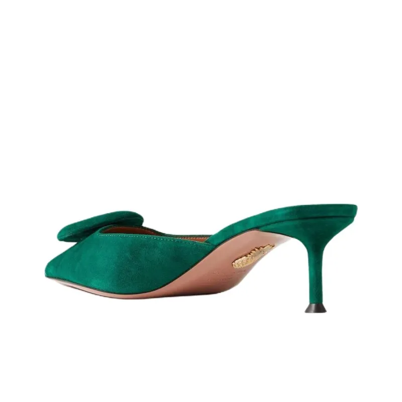 AQUAZZURA Abrasion Resistant Closed Toe Slippers 5cm Women's Green-2