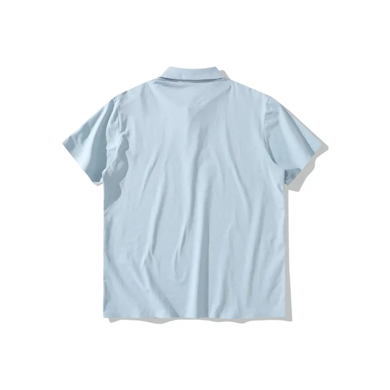 GEWO Jewel Basic Logo Print Seamless Rubber Lapel Short Sleeved Casual Versatile Polo Shirt Unisex-3