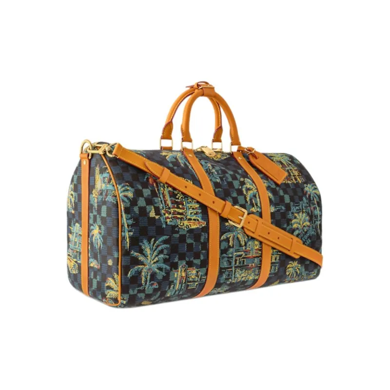 LOUIS VUITTON Keepall Cotton Travel Bag Men's Marina Blue-1