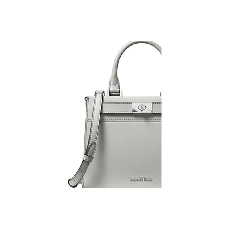 MICHAEL KORS Tatiana Leather Handbag, Crossbody Bag Medium Size Women's Silver-4