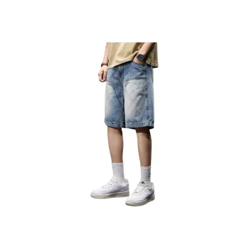 BUYDAUL Denim Shorts Men Blue
