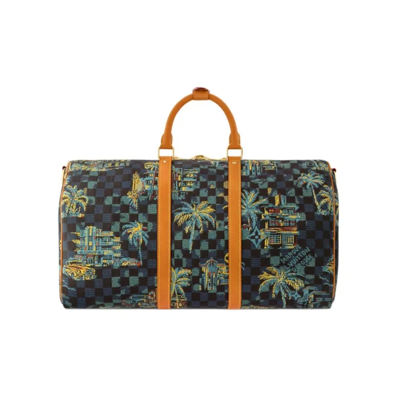 LOUIS VUITTON Keepall Cotton Travel Bag Men's Marina Blue-2