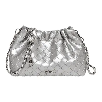 Narandu Cow Split Leather Bonded Synthetic Leather Cloud Bag Shoulder Bag Crossbody Bag Women's Space Silver Ecru