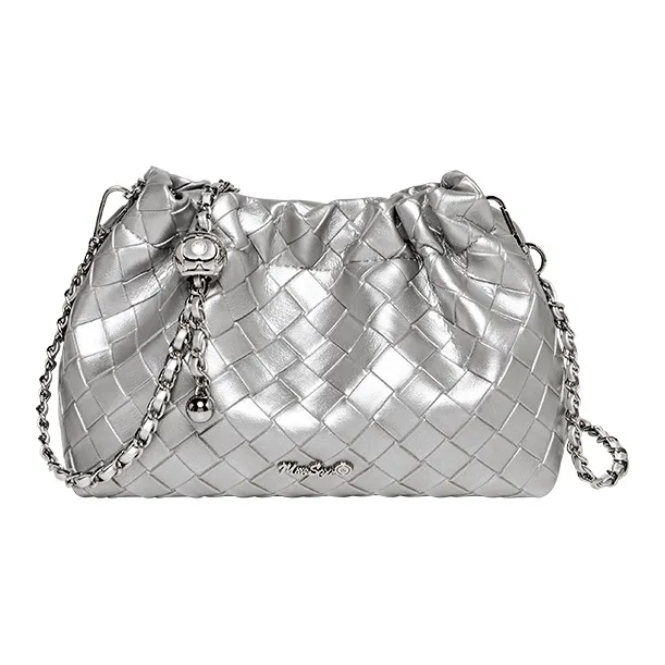 Narandu Cow Split Leather Bonded Synthetic Leather Cloud Bag Shoulder Bag Crossbody Bag Women's Space Silver Ecru-0