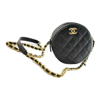 CHANEL Calfskin Shoulder Bag, Crossbody Bag Trumpets Unisex Black