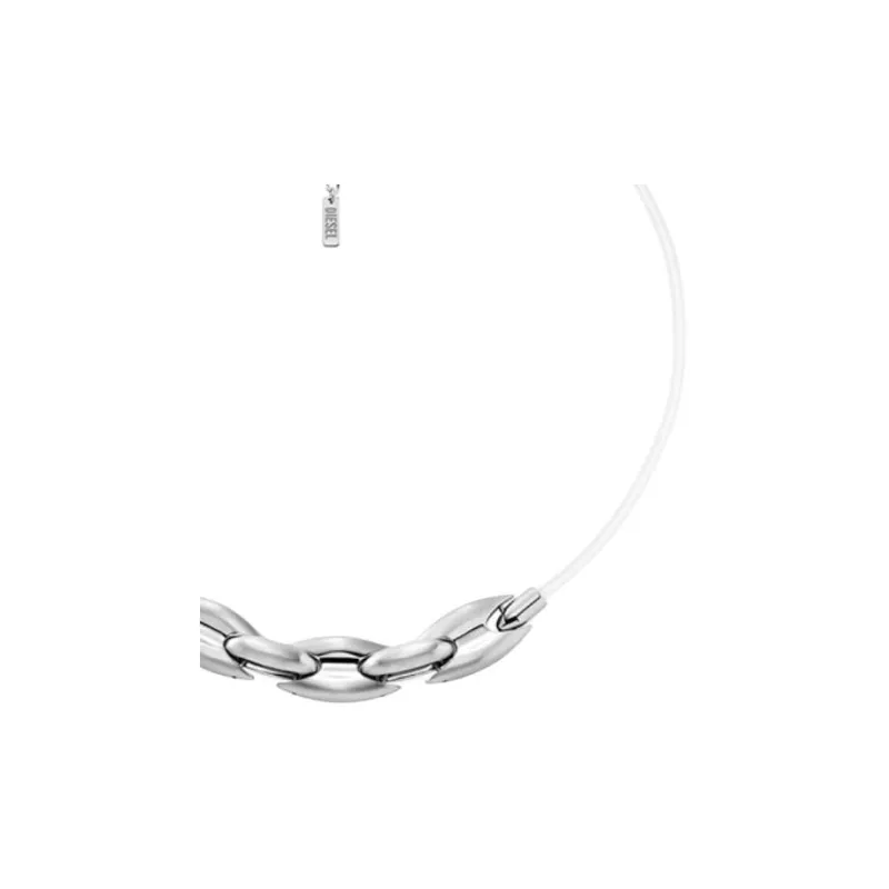 DIESEL Silicone, Steel, Synthetic Cubic Zirconia Necklaces Unisex Silver-2