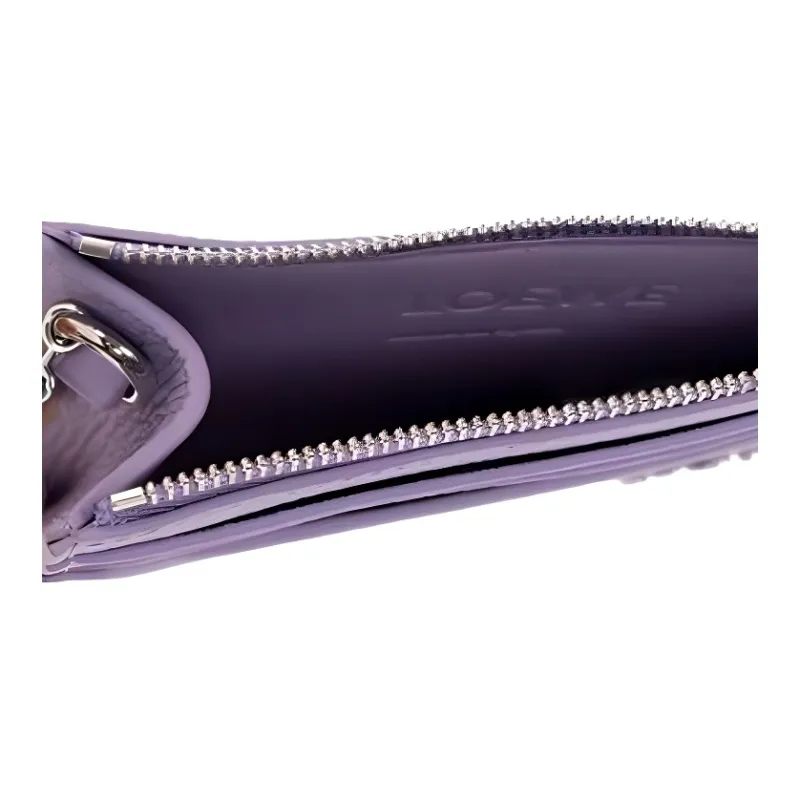 LOEWE Anagram Square Chain Zip Closure Coin Card Holder Women's Purple-3