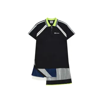 FILA FUSION Short Sleeved Dress Women's Elegant Black