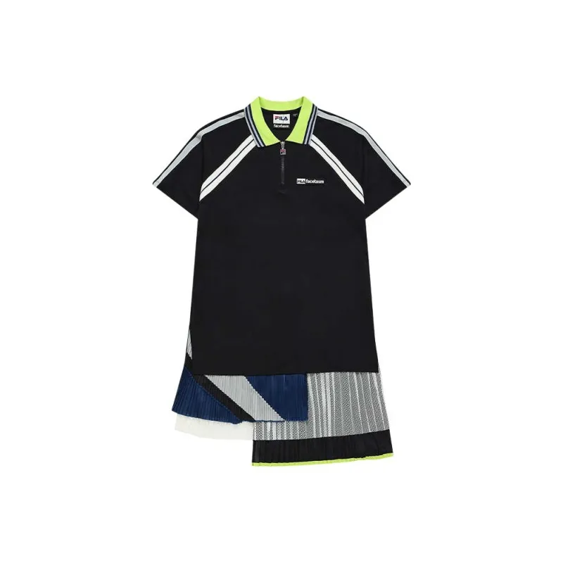 FILA FUSION Short Sleeved Dress Women's Elegant Black-0
