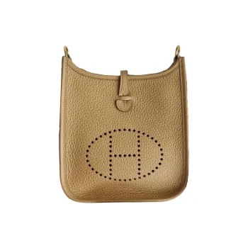 HERMES Evelyne Clemence Cow Leather Crossbody Bag, Shoulder Bag Mini Women's Cream White With Cookie