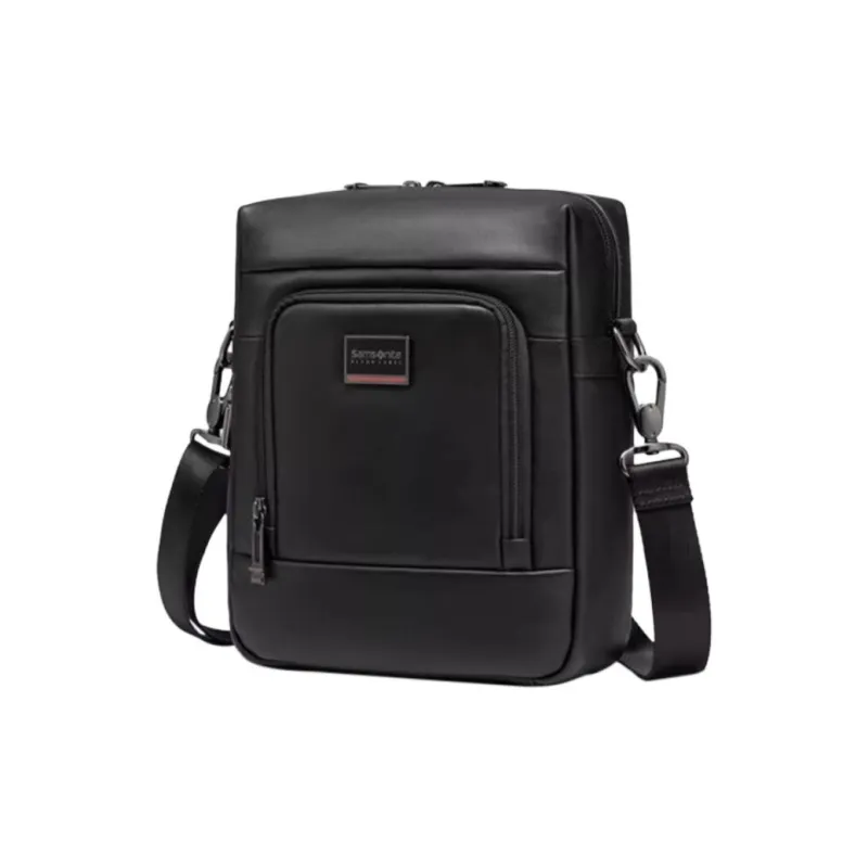 SAMSONITE SBL ENCODE Cow Leather Crossbody Bag, Shoulder Bag Medium Size Men's Black-1