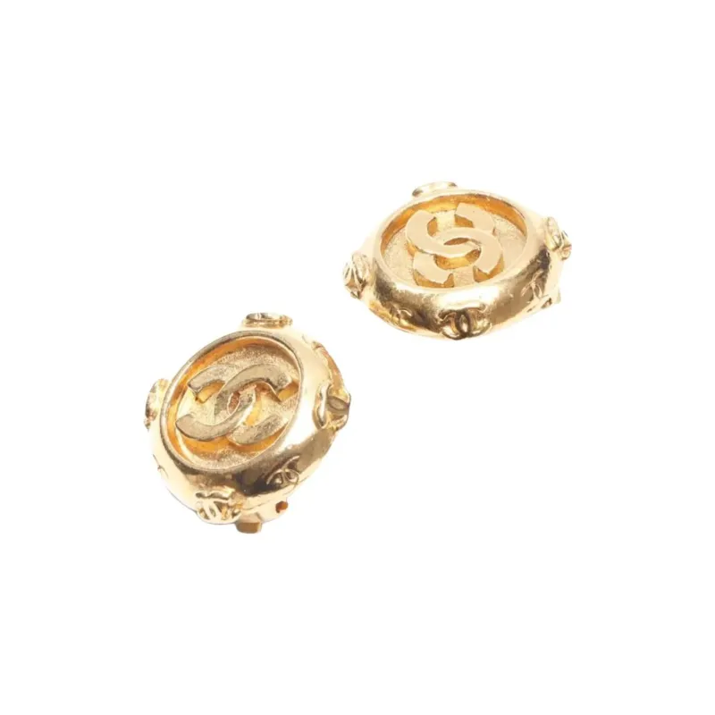 CHANEL 1986 1994 Cc Mark Clip on Earrings-2