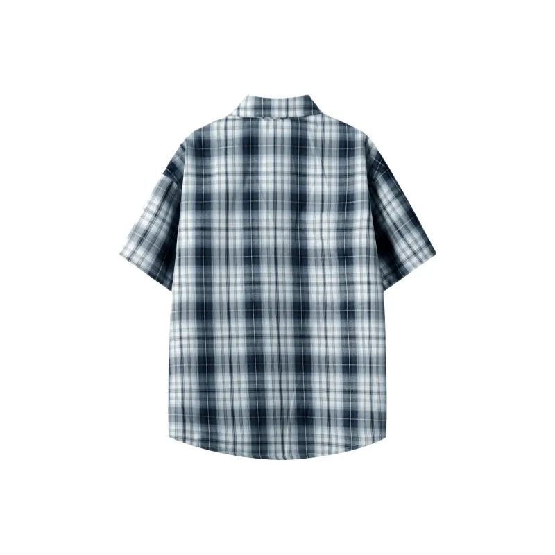 KEIRANDUN Shirts Unisex Blue Plaid-1