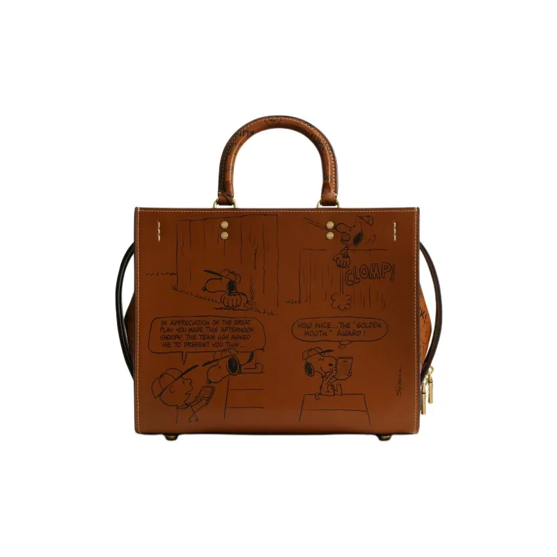 COACH PEANUTS Snoopy, Collaboration Rogue Leather Shoulder Bag, Crossbody Bag, Handbag Tubas Women's Brown-2