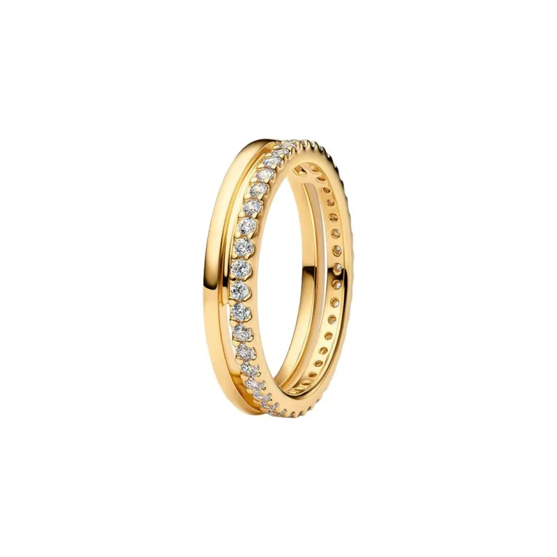 Pandora Gold Plated Copper Silver Alloy Rings Women's Gold-0