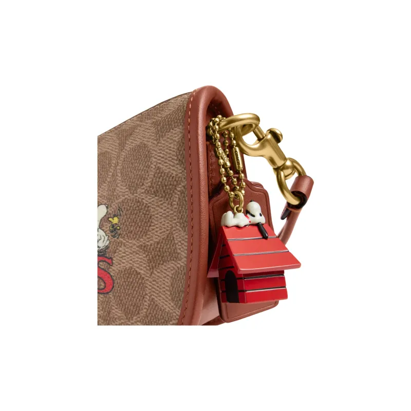 COACH PEANUTS Snoopy, Collaboration SwingerSignature Coated Canvas One Shoulder Handbag Trumpets Women's Brown-5