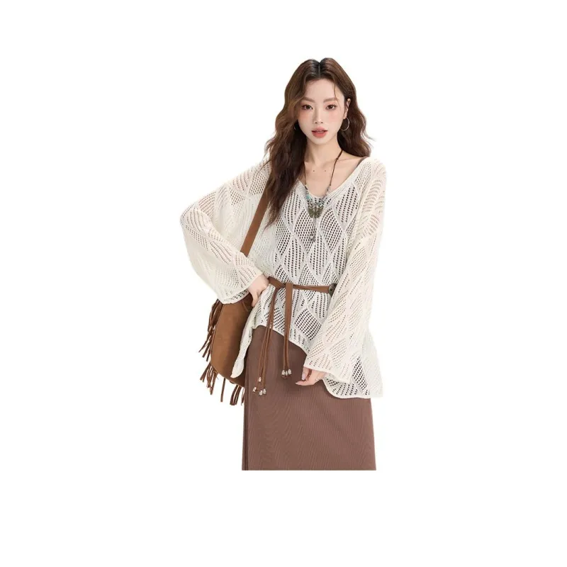 MENGXIAOQI Two Piece Skirt Sets Women's Long Camisole Dress+Apricot Cover Up-1