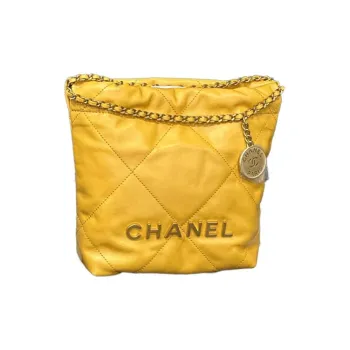 CHANEL 22Bag Bright Calfskin Bucket Bags Crossbody Bag, Shoulder Bag Women's Bright Yellow