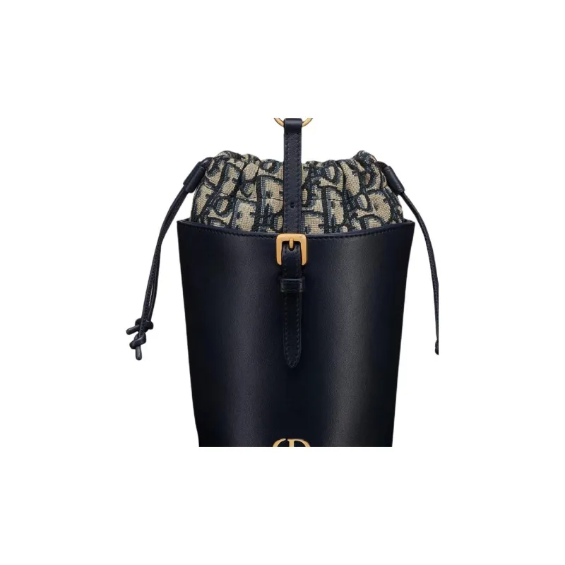 DIOR 30 Montaigne Calfskin Bucket Bag Handbag Mini Women's Black-4