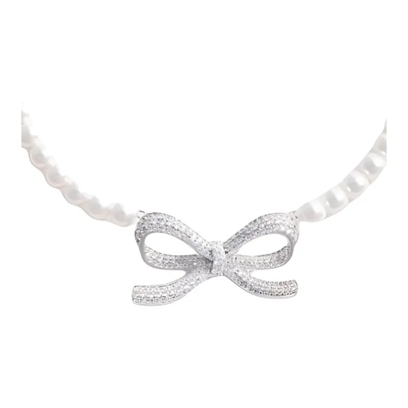 Self portrait Artificial Pearl, Brass Necklaces Women's Silver-2