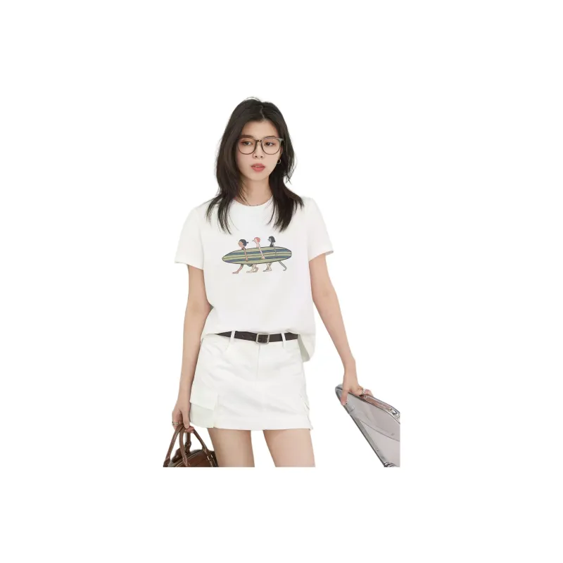 CHIC VEN T Shirts Women's Surfboards Print T Shirt-0