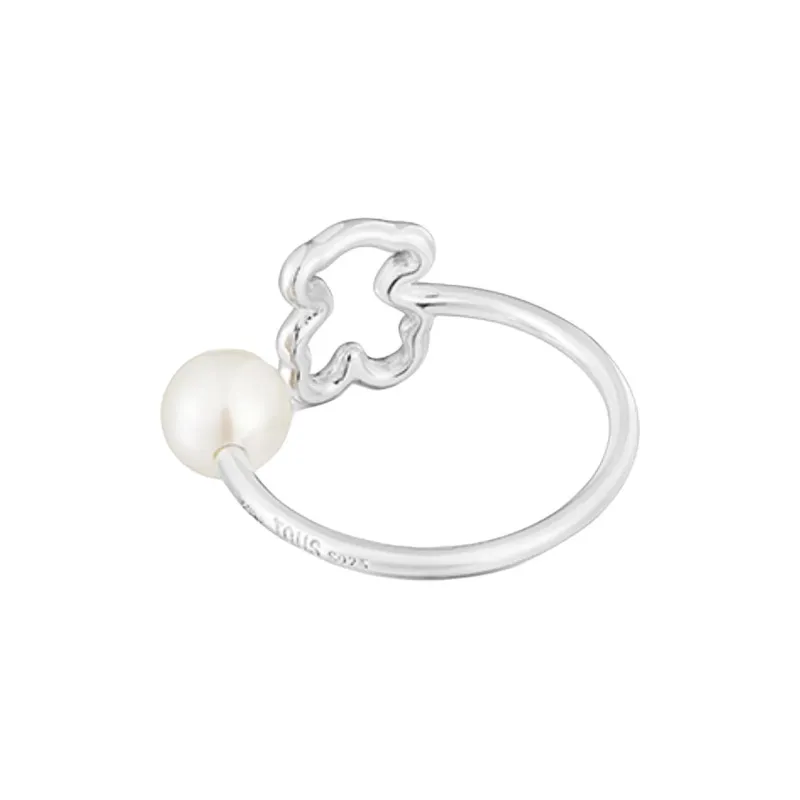 TAOSIXIONG 925 Sterling Silver, Freshwater Pearl Rings Women's Silver-1