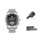 Silver Case Black Dial Steel Band[Box+Strap+Watch Adjuster]