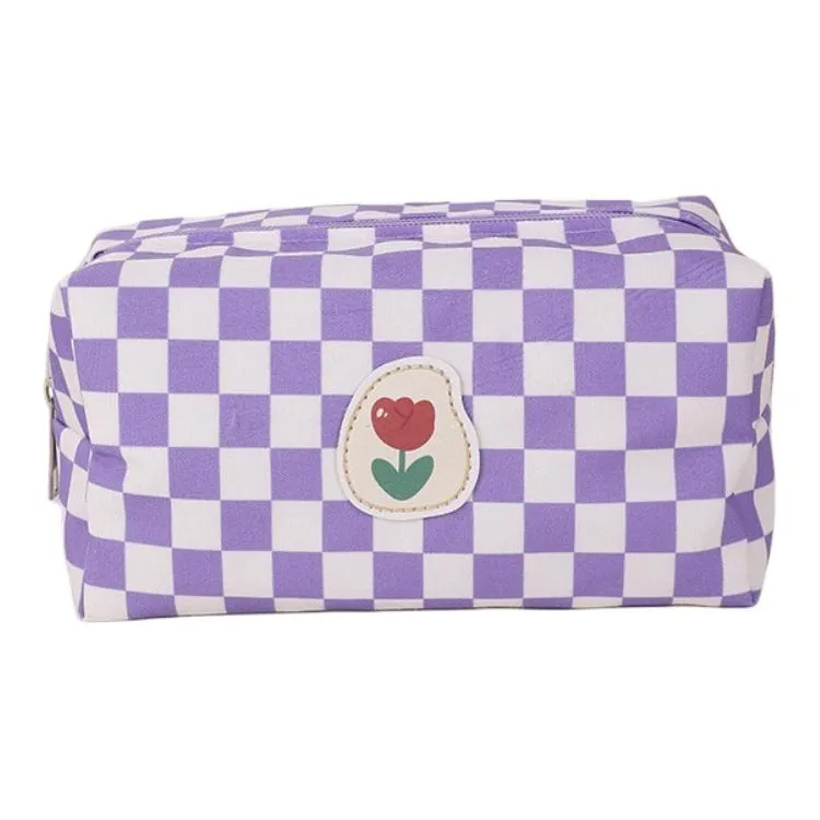 ZHIYIN Square Floral Skincare Storage Bag Portable Large Capacity Storage Bag Travel Toiletry Bag Make up Tools-1