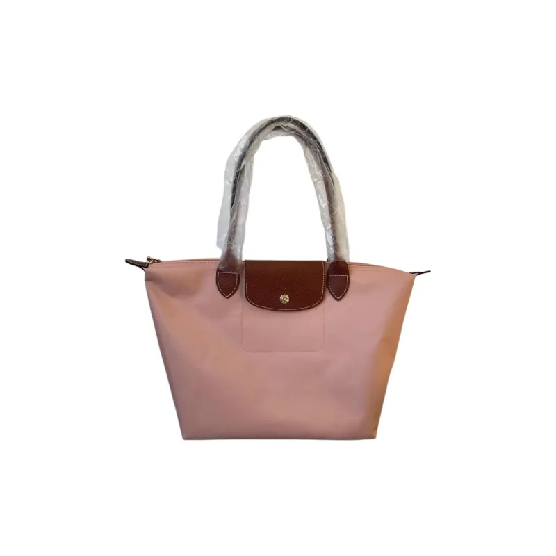 LONGCHAMP Le Pliage Polyamide With Canvas Tote Bag, Shopping Bag, Handbag, Shoulder Bag Tubas Women's Pink Black Tea-0