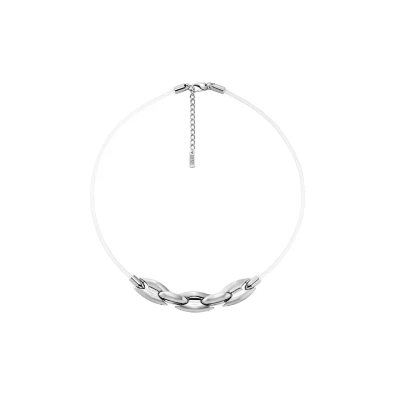 DIESEL Silicone, Steel, Synthetic Cubic Zirconia Necklaces Unisex Silver-0