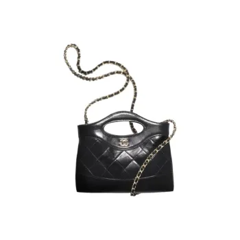 CHANEL Bright Cow Leather Horizontal Handbag, Shoulder Bag, Crossbody Bag Mini Women's Black