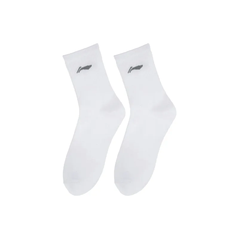 LiNing Fitness Series Mid Calf Socks Unisex 6 Pack White-3