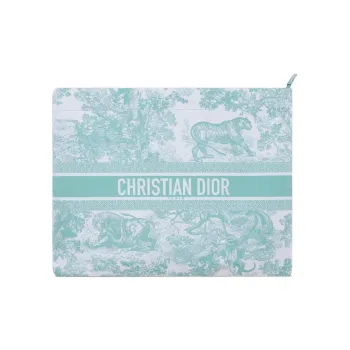 DIOR Dioriviera Technical Fabric With Calfskin Clutch Women's Sky Blue