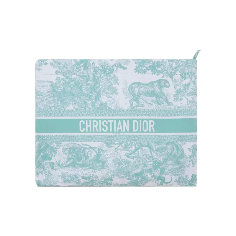 DIOR Dioriviera Technical Fabric With Calfskin Clutch Women's Sky Blue-0