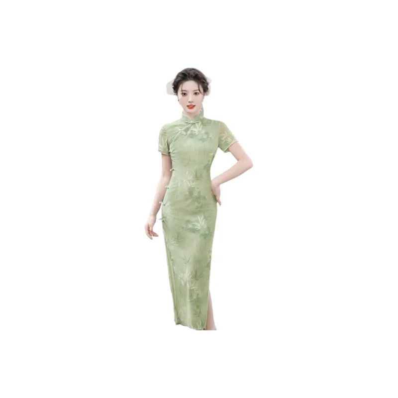 Mu Xiao Xin Cheongsams Women's Green Bamboo-0