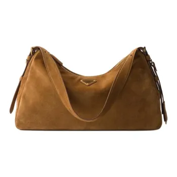 PRADA Cow Leather Shoulder Bag Tubas Women's Brown