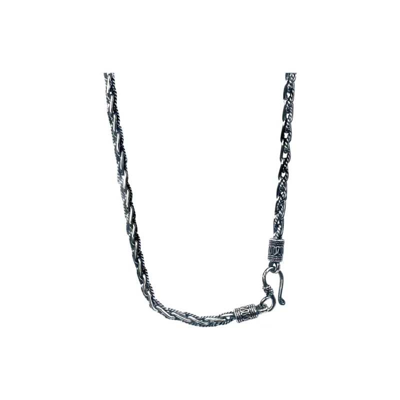 SHIYI N CIFANG 925 Sterling Silver Distressed High Weight Anti Allergy Necklaces Men's-0