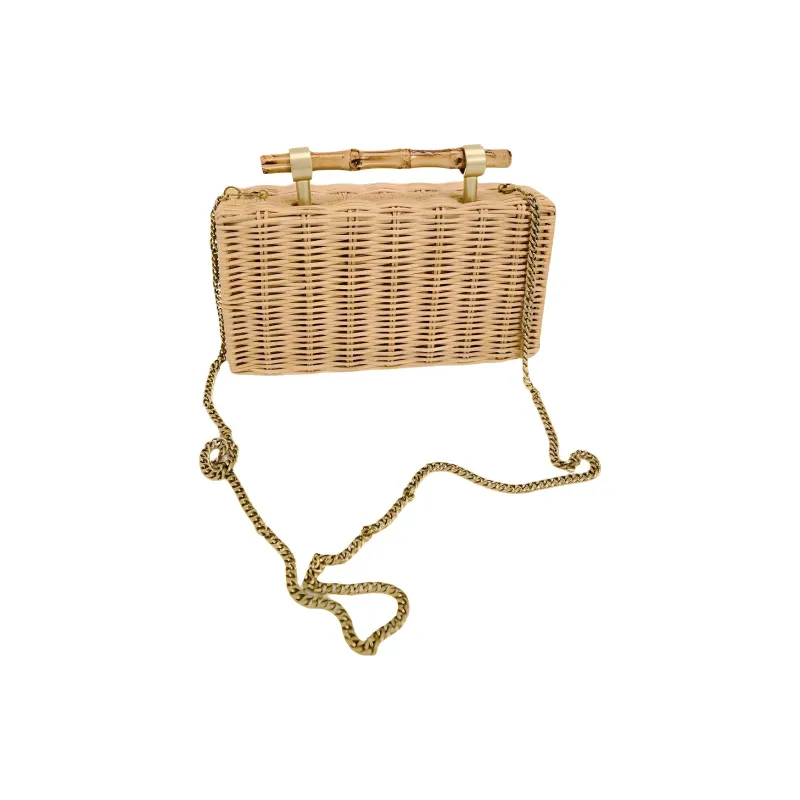 ZARA Rattan One Shoulder Box Handbag Trumpets Women's Natural Color-2