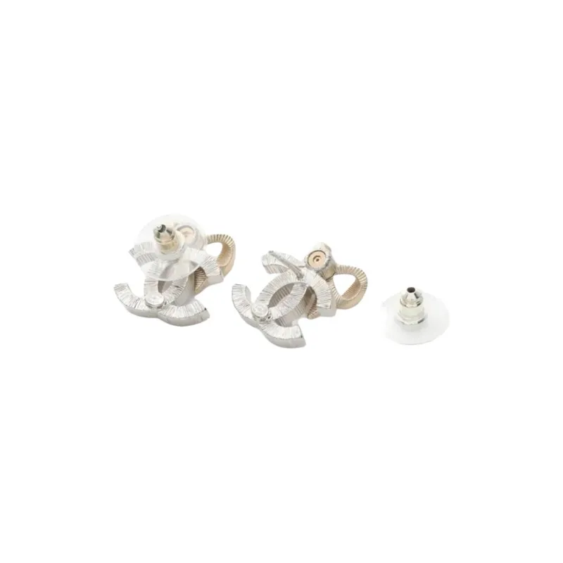 CHANEL Silver, Gold Plated, Metal, Rhinestone Earrings Women's Silver-1