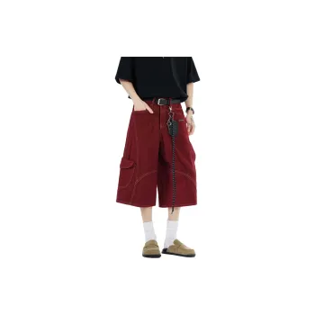 ZOTRANS Denim Shorts Unisex Red