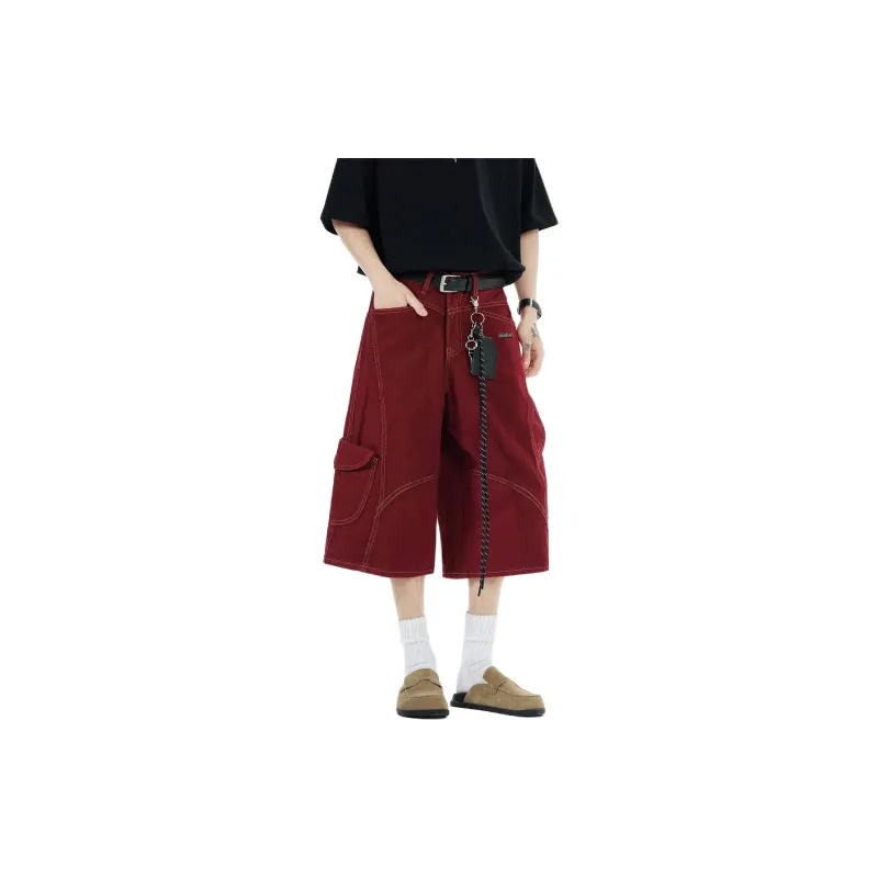 ZOTRANS Denim Shorts Unisex Red-0