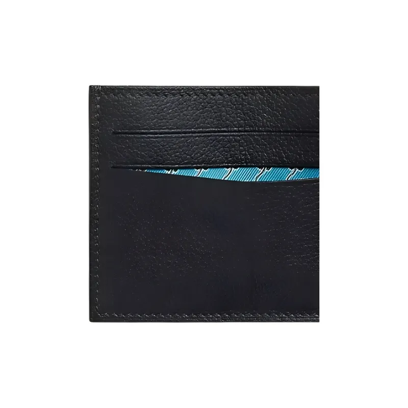 HERMES Citizen Twill Evercolor Leather Card Holder Men's Black & Blue & Green-3