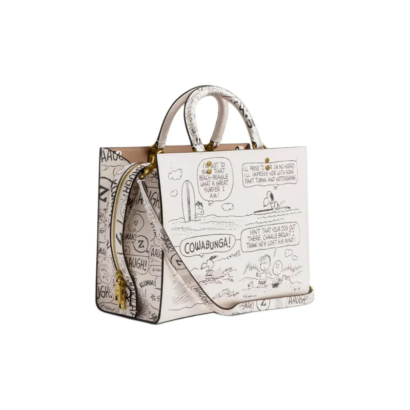 COACH PEANUTS Snoopy, Collaboration Rogue Leather Shoulder Bag, Crossbody Bag, Handbag Women's Chalk White-1