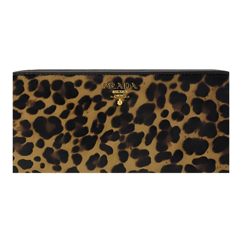 PRADA Leather Wallet Women's Leopard Print-3