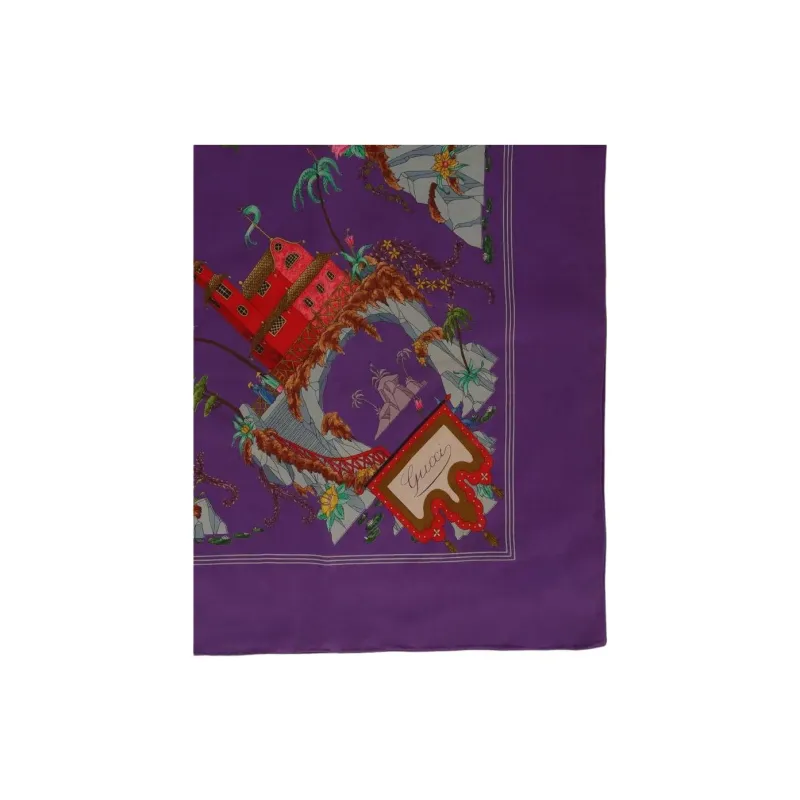 GUCCI Silk, Silk Scarves Women's Purple-2